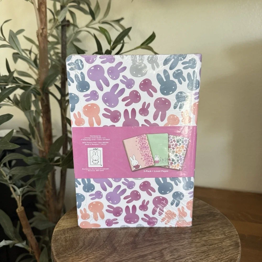 NEW Miffy Pink Green Floral Notebooks Trio 3 Pack Journals‎ 80 Lined Pages Each